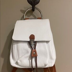 White Leather Backpack by Cristina made in Italy